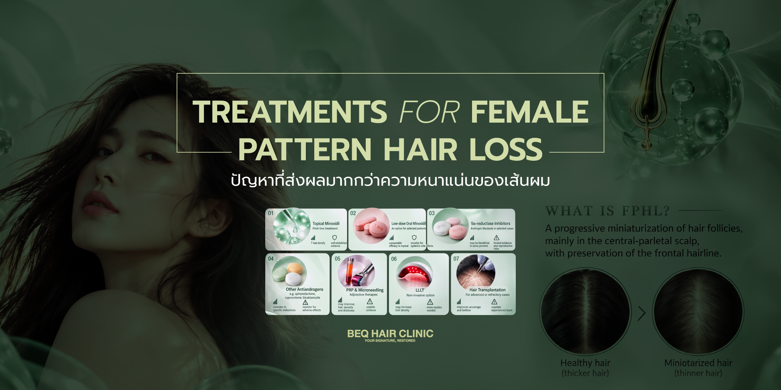TREATMENTS FOR FEMALE PATTERN HAIR LOSS ปัญหาที่ส่งผลมากกว่าความหนาแน่นของเส้นผม